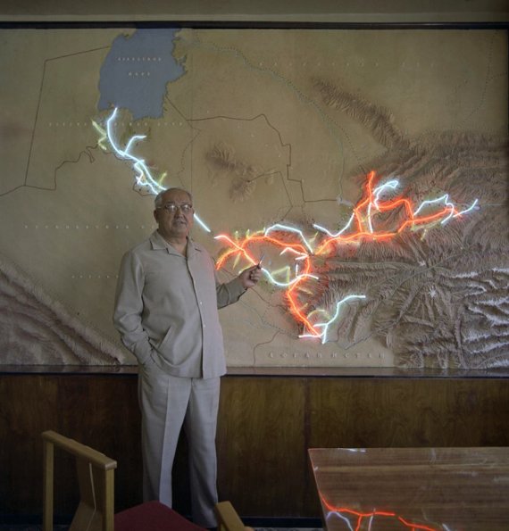 1974 Ташкент Министерство Автомобильных Дорог Кабинет с Картой Дорог