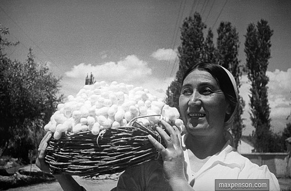 1927 Узбекистан Колхоз им Сталина Кохозница с Коконами Шелкопряда
