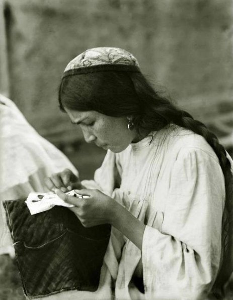 1980 Kokand Girl Working on Embroidery